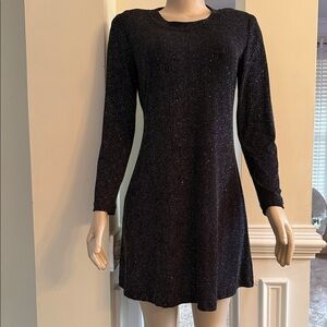 Ronni Nicole Shimmering Black Long Sleeve Dress